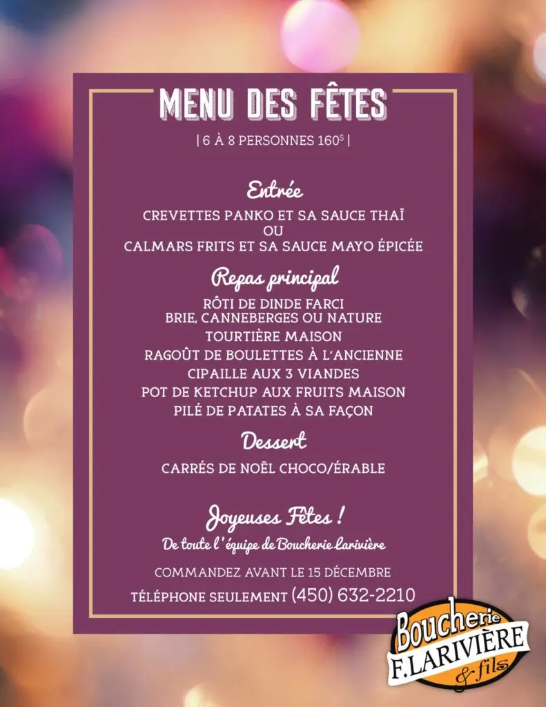 Menu des Fêtes